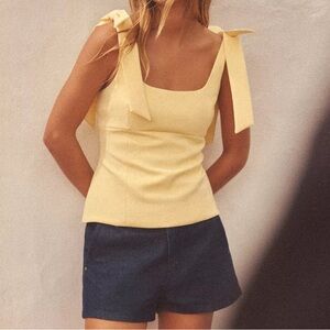 Zara Yellow Stretch Top With Bows